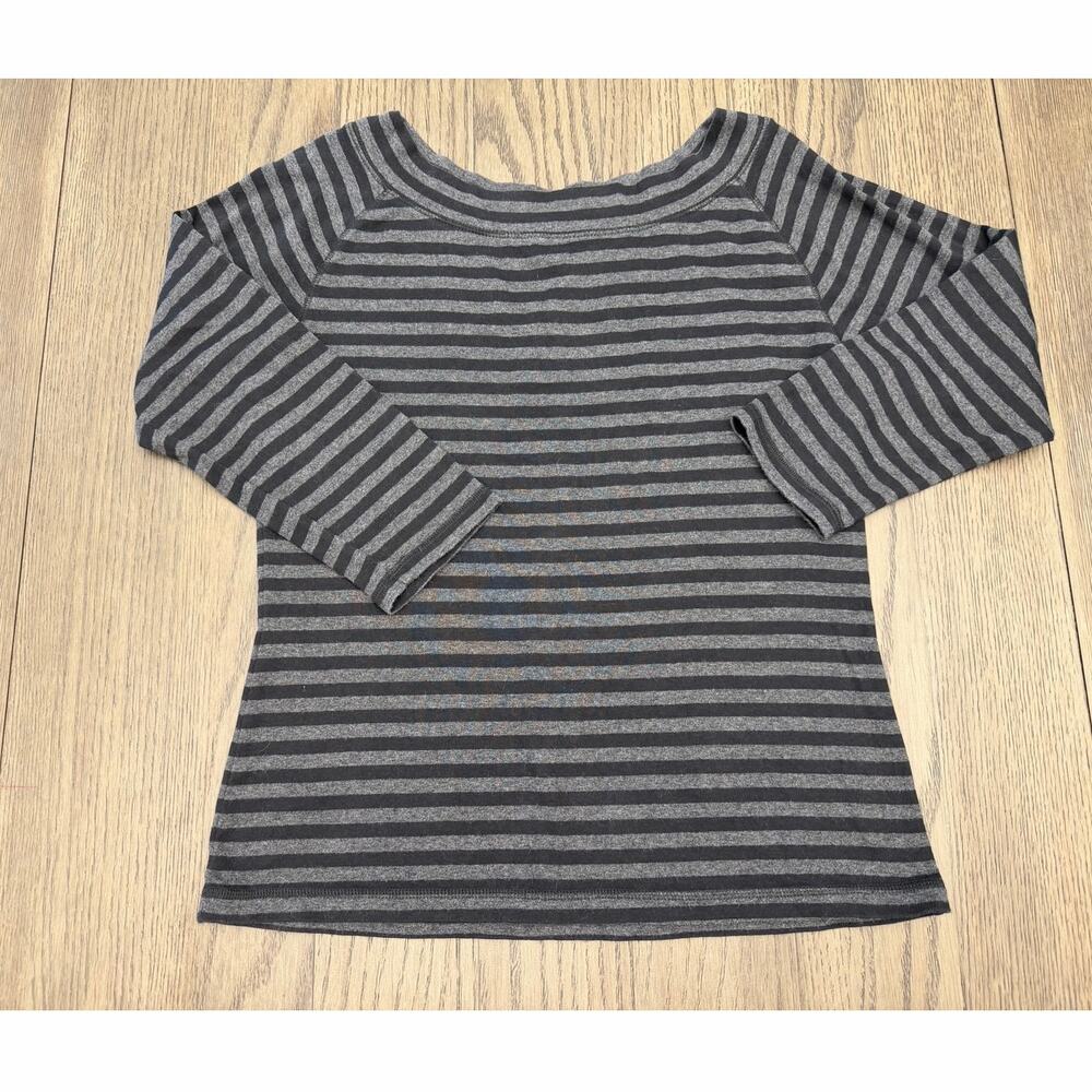 GAP Gray Striped 3/4 Sleeve Tee XL